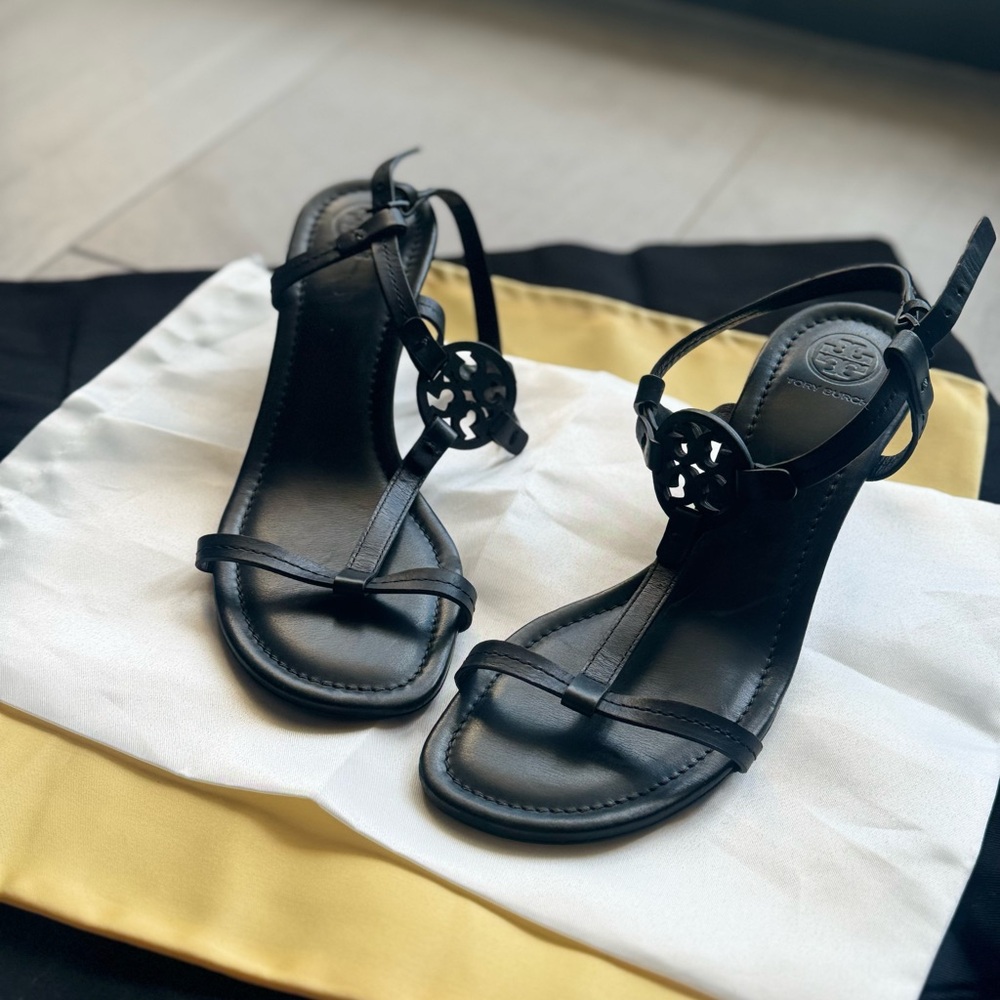 Tory Burch Black Strappy Sandals with High Heel